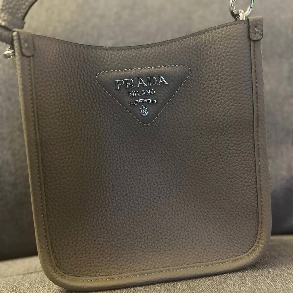 Mini Taupe Crossbody Bag with Logo Strap - Picture 3 of 3